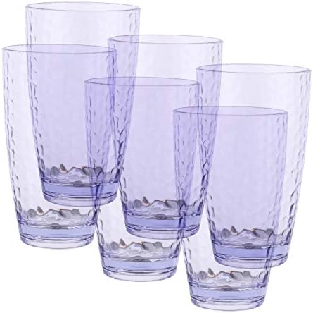 כוס פלסטיק של כוס פלסטיק של 18 גרם, סט של 6 עיצוב בהיר - עיצוב פטיש, בטוח למדיח כלים, BPA בחינם