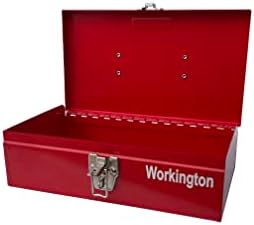 Workington Carpenter Carpenter Metal Cox עם תפס, תיבת חלקים קטנים, מארגן תיבת אחסון שקעים 4002 אדום