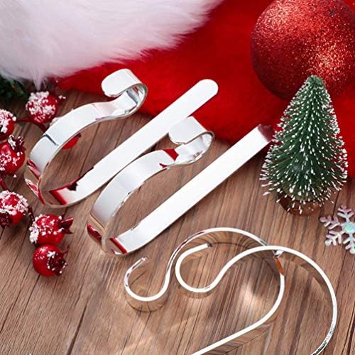 Besportble 8 יח 'מחזיקי גרב חג המולד ווים מאט מתכת קולבי מנטל חוט קליפים אור קלטות חג המולד ווים לקישוט