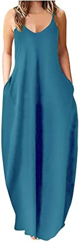 NARHBRG 2023 נשים שמלת מקסי מוצקה שמלה רופפת שמלות מקסי למקסי לג'וניורס כיסי חולצה שמלה ארוכה