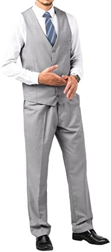 סט חליפת התאמה דקה של JPF של JPF, אפוד מוצק וחליפת מכנסיים לגברים עם עניבה
