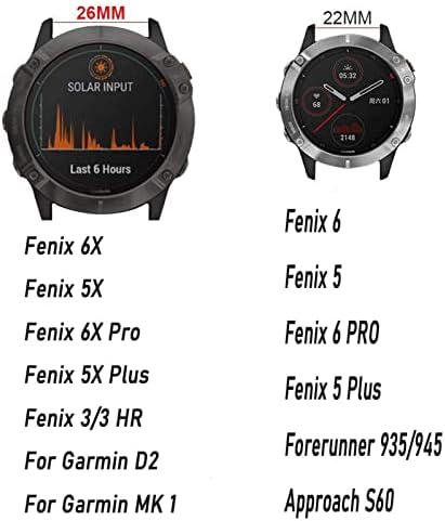 GHFHSG 26 22 ממ רשמי רצועות פסקאות סיליקון רצועת שעון עבור Garmin Fenix ​​6x 6S Pro 5x 5 5S פלוס