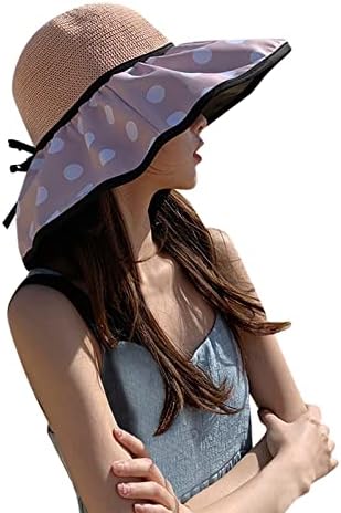 נשים מגן כובע גבירותיי קיץ כובע חיצוני דוט הדפסי שמש כובעי קמפינג פנים מיגון שמש כובעי אביזרי