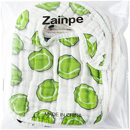 Zainpe 6 pcs הצמד מוסלין כותנה כותנה ביבס כדורגל כדורסל רוגבי דפוס תבנית תינוקות מאכילים ביב מתכווננת מכונה