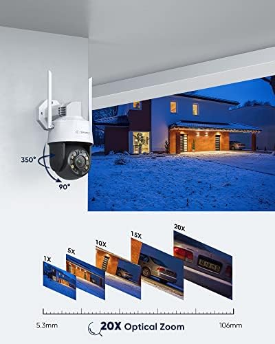 Sannce 5MP מצלמת אבטחה IP חיצונית, מצלמת חיצונית WiFi WiFi, 20x זום אופטי מעקב אוטומטי מעקב אחר מצלמת מעקב ביתית,