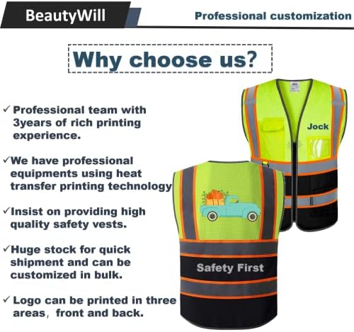 BeautyWill בהתאמה אישית אפוד בטיחות רשת בהתאמה אישית לוגו כיתה 2 נראות גבוהה