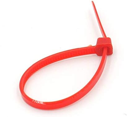 Baomain פלסטיק ניילון רוכסן קשרים נעילה עצמית בגודל 12 אינץ 'אדום 4.5 ממ 5x300 חבילה של 100