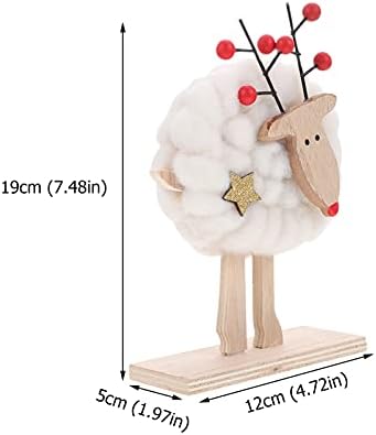 קיצוץ אח של Bestoyard עץ חג המולד עץ שולחן שולחן צמר צמר מורגש כבשים מעץ קישוטים לחג המולד קישוטים