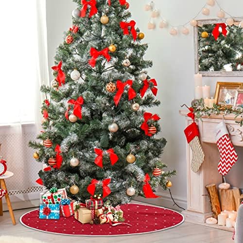 עץ חג המולד של Oarencol גיאומטריה מושלגת חצאית עץ חג המולד אדום