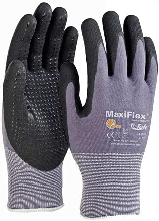 כפפות Maxiflex כפפת ניילון סרוגה חלקה עם אחיזת מיקרו מצופה על כף היד ואצבעות