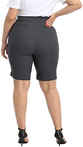 מכנסיים קצרים של ברמודה בגודל HDE פלוס אמצע עלייה 10 משיכת חרס במכנסיים קצרים עם כיסים