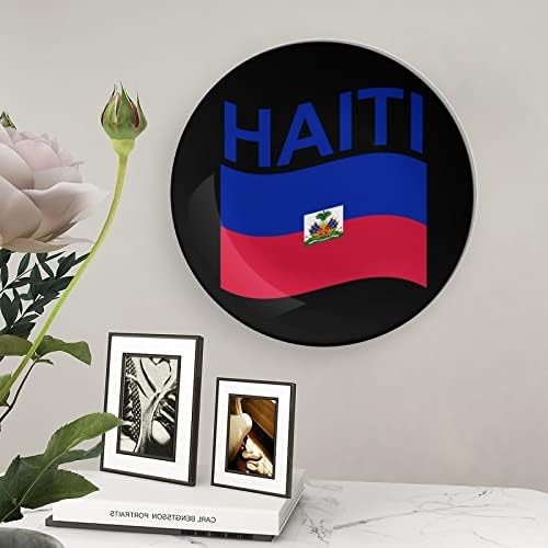 דגל של צלחת הדקורטיבית של האיטי צלחת קרמיקה עגולה צלחת סין צלחת עם עמדת תצוגה לעיצוב חתונה למסיבה