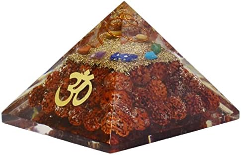 מודרני הודי אמנות רודראקשה פירמידת עם אום סמל 7 צ ' אקרה אבן מגן מפני שלילי אנרגיה