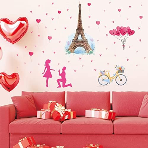 לשימוש חוזר מדבקת אלבום קיר מדבקה ליום האהבה פריז מגדל אופניים אוהבי דקורטיבי קיר מדבקה לחדר שינה עצמי