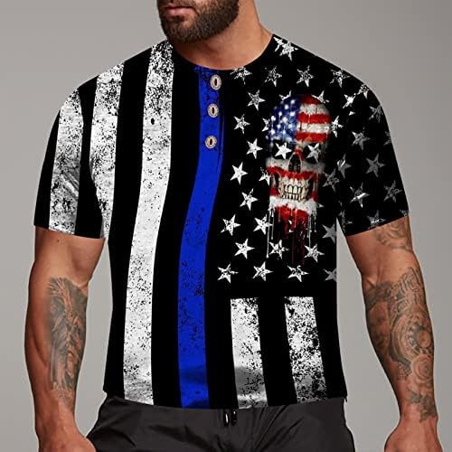 2023 דגל אמריקאי חדש דגל אמריקאי פטריוטי שרוול קצר יום עצמאות יום חולצת חולצה צמרת צווארון גולף גברים קטנים