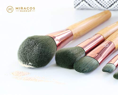 מברשות איפור פנים קוסמטיות של Miracos Premium מוגדרות עם תיק 7 יח ' - שיער סינטטי