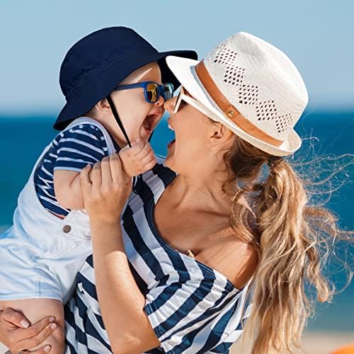 POROKA 4 חבילה פעוט תינוקת סאן שמש כובע דלי מגן כובע חוף מתכוונן תינוקת SUNHAT לילדה כובע ילד מתכוונן