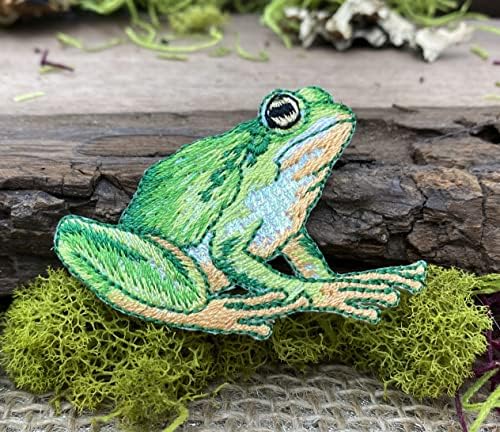 צפרדע עץ, ירוק מנצנץ, רקום, טלאי ברזל