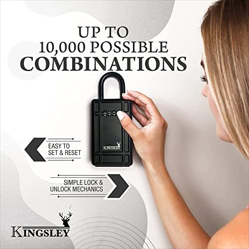 קינגסלי KL313 קופסת אחסון מפתח קיבולת גדולה עם קוד הניתן להחלפה, תיבת נעילה מפתח מתווך עמיד למים למפתחות רזרב,