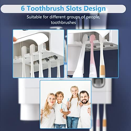 מחזיק שיניים מחזיק קיר אמבטיה רכוב - סחיטת משחת שיניים אוטומטית סחיטת מברשת שיניים חשמלית עם מגש קיבולת