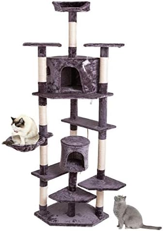 80 מוצק חמוד סיסל חבל קטיפה חתול לטפס עץ חתול מגדל אפור