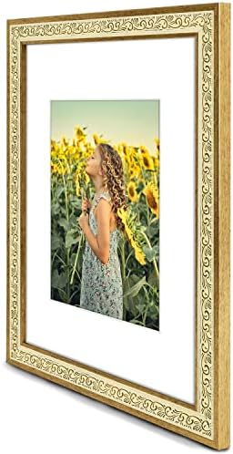 אמנות גולדן סטייט, סט של מסגרת תמונה של 2, 9x12 עם מחצלת לבנה לתמונות 6x8 וזכוכית אמיתית, רוחב