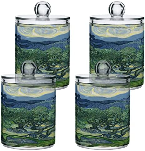 Alaza 2 Pack QTIP Dispenser Dispenser van Gogh הרי מארגן אמבטיה מארגנים לכדורי כותנה/ספוגיות/רפידות/חוט