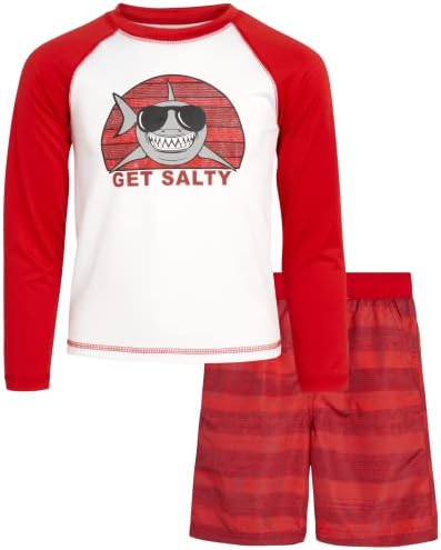 סט מגן ראש של בנים 50 + 2 חלקים חולצת שחייה עם שרוול ארוך וגזעי בגד ים