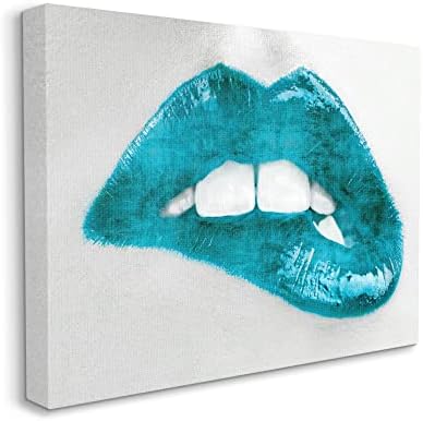 תעשיות סטופל אופנה כחולה מודרנית נשיכת שפתיים צילום גלאם נשי, עוצב על ידי שרה מקגווייר אמנות קיר בד, 30 על