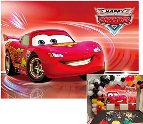 רכב אדום רכב יום הולדת 5x3ft תפאורות נערים רכב מירוץ מירוץ מגייס יום הולדת לצילום רקע רקע ילדים 1
