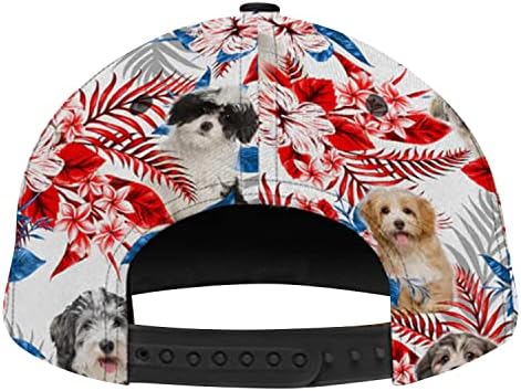 האוואני כלב טרופי היביסקוס דפוס אמריקאי דגל כובע האוואני כלב אוהבי חיות מחמד מועדון מתנת רעיון בייסבול כובע