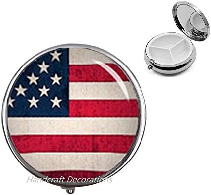 אמריקאי דגל גלולת תיבת ארצות הברית דגל תכשיטים,אמריקאי פטריוט מתנה,אמריקאי צבא דגל גלולת מקרה,