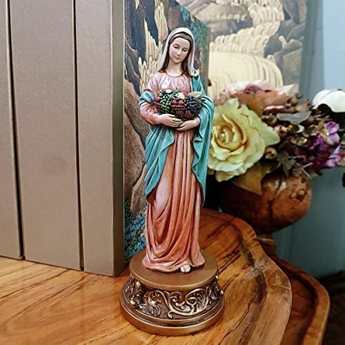 אם פיאנמי מרי פסל תפאורה לאמנות דתית, 8.5 אינץ 'פסלי מדונה המתאימים לדתיים ולמאמינים להתפלל בבית, שרף ואבן,