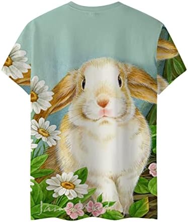 נשים קיץ מקרית חולצות קצר שרוול צווארון עגול חולצות ג ' וניורס חמוד בעלי החיים הדפסת חולצה בסיסית טיז ארנב טוניקת