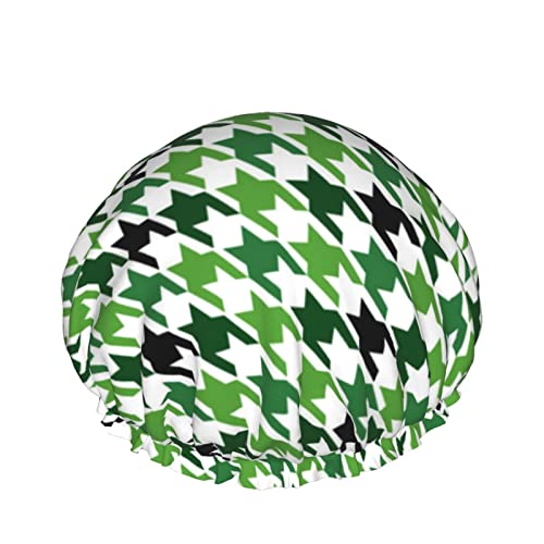 נשים לשימוש חוזר למתיחה שולי שיער כובע כלב סריג משובץ ירוק משובץ שכבות כפול