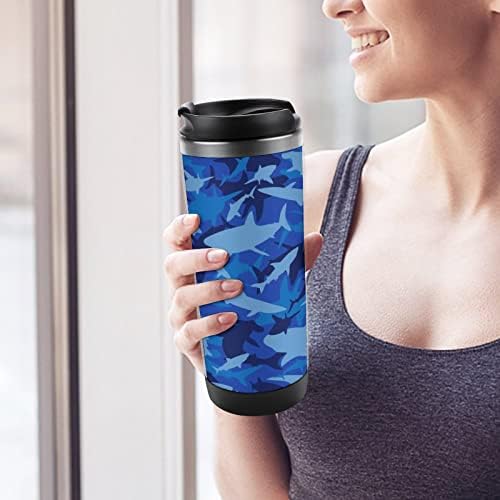 ספלי קפה של כריש קאמו כחול עם כוסות מבודדות מכסה בקבוק מים קיר כפול