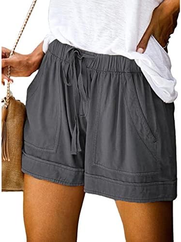 Hjuyyuah נשים פלוס מכנסיים קצרים בגודל קיץ קל משקל קל משקל מזדמן מכנסיים קצרים מזדמנים המותניים המותניים