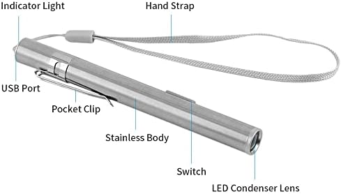 Liuzh חיסכון באנרגיה ניידת עט נוח נוח אור USB נטען מיני פנס פנס לפיד עם קליפ נירוסטה