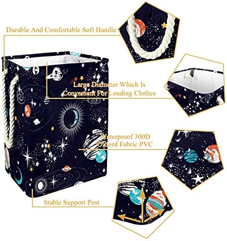 גלקסי כוכבי לכת חלל מלבני סלי כביסה - גדול בגדי צידניות עם קל לשאת מורחב ידיות עבור בגדי צעצועים