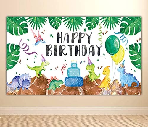 גדול בצבעי מים דינוזאור יום הולדת שמח באנר, ילדים דינוזאור יום הולדת ספקי צד קישוט, דינוזאור נושאים מסיבת יום