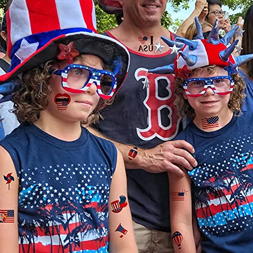 4 ביולי זמני קעקוע 80 ייחודי תמונות עצמאות יום קעקוע מדבקות, אמריקאי דגל נשרים כובע בלוני קעקועים גוף