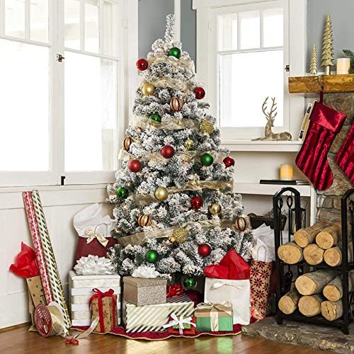TOPYL 13ft Premium Premium Snow Snow Christman, עץ חג המולד הלא מואר תלוי במעמד מתכת, טיפים לסניף