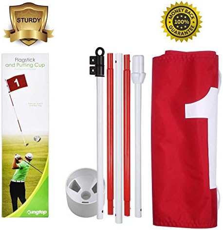 קינגטופ גולף מקל עם ארה ב גולף דגל, לשים ירוק דגלים חור כוס סט, 6 רגליים בגובה, גולף פין דגלים עבור נסיעה