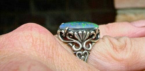 הילה תכשיטי 925 מצופה כסף טבעת אישה איש לבן אש אופל ירח אבן חתונה אירוסין