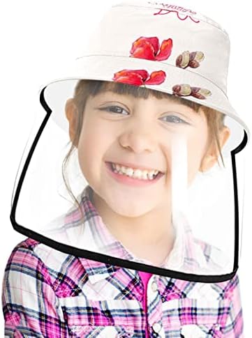 כובע מגן למבוגרים עם מגן פנים, כובע דייג כובע אנטי שמש, פרחים ורודים של יום האם