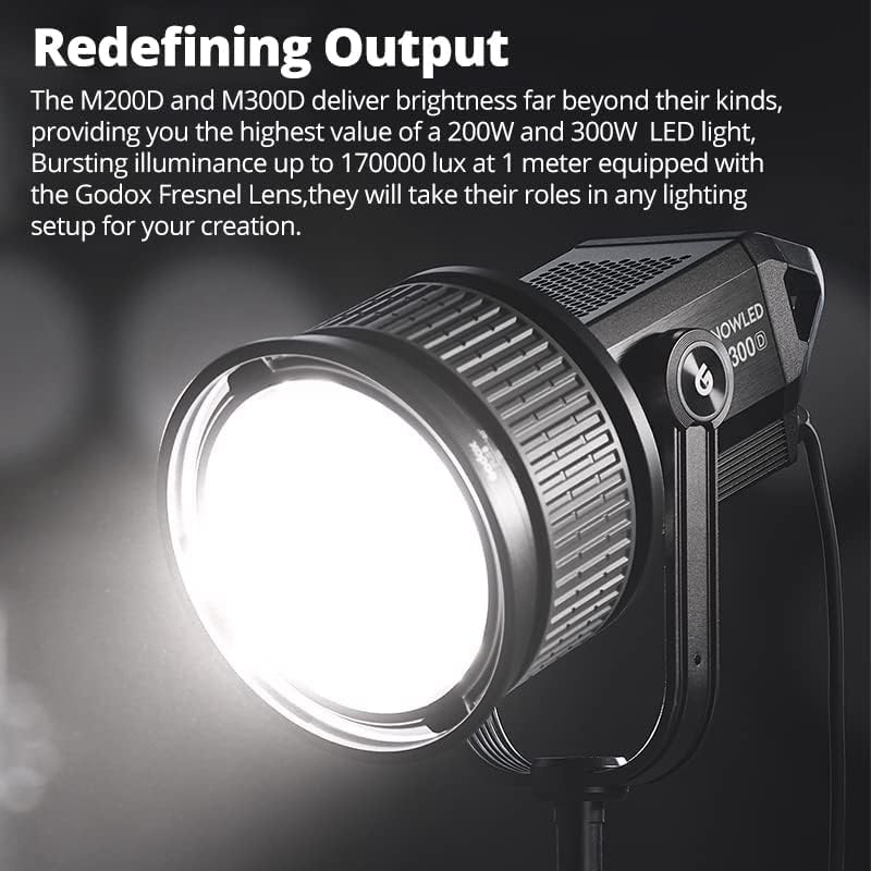 GOODOX M300D LED LED אור וידאו, VDIER LIGHT, מקסימום 330W 5600K 100000LUX CRI 96+ TLCI 97+, אפקטים מובנים של