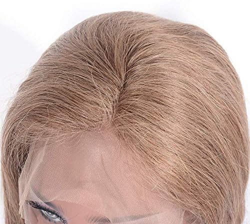 פאה מלא-יד ארוג אמיתי שיער מלא תחרה פאה כיסויי ראש ארוך מתולתל שיער גל טמפרמנט צהוב