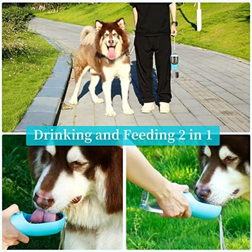 בקבוק מים לכלבים, מתקן בקבוקי מים לכלבים בקיבולת 10 עוז, בקבוק מים נייד לנסיעות לכלבים להליכה עם מיכל