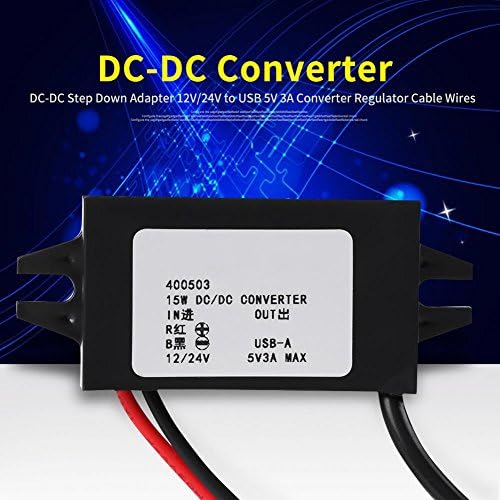 DC Step Down Converter, 12V/24V ל- USB 5V DC-DC Converter 3A 15W מודול ויסות מתח לשמע לרכב, רדיו,