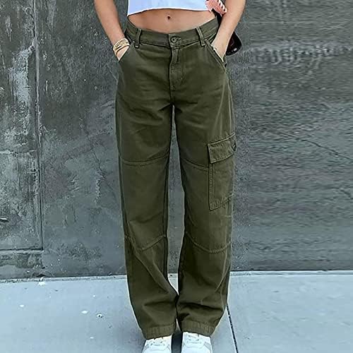 מכנסי מטען Ausyst נשים סגנון רחוב סגנון אופנה תחושה מרובת כיס סוודים משוררים מכנסי ספורט מותניים נמוכים